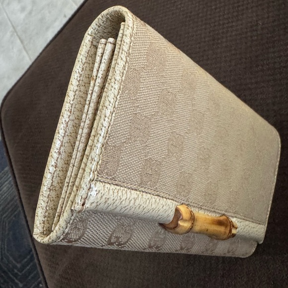 Gucci monogram GG bamboo jacquard canvas and leather continental snap wallet - Picture 5 of 16